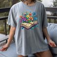 Enchanted Open Book With Blooming Flowers Women's Comfort Colors T-Shirt Gray Enchanted Open Book With Blooming Flowers Women's Comfort Colors T-Shirt Gray