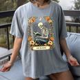 Floral Tarot Card The Reader Skeleton Reading Book Women's Comfort Colors T-Shirt Gray