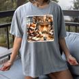 Fox Reads By Fireplace In Cabin Rustic Book Cozy Cup Tea Women's Comfort Colors T-Shirt Gray Fox Reads By Fireplace In Cabin Rustic Book Cozy Cup Tea Women's Comfort Colors T-Shirt Gray