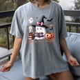 Ghost Reading Book Coquette Bow Halloween Girl Toddler Kid Premium Women's Comfort Colors T-Shirt Gray