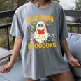 Ghost Reading Books Teacher Student Halloween Read More Book Women's Comfort Colors T-Shirt Gray Ghost Reading Books Teacher Student Halloween Read More Book Women's Comfort Colors T-Shirt Gray