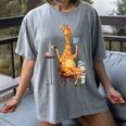 Giraffe Reading Tea Books Coffee Book Lover Graphic Women's Comfort Colors T-Shirt Gray