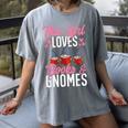 This Girl Loves Books And Gnomes Gardener Dwarf Garden Gnome Women's Comfort Colors T-Shirt Gray