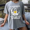 Good Book Is Out Of This World Astronaut Moon Space Reading Women's Comfort Colors T-Shirt Gray