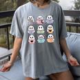 Halloween Ghosts Reading Books Pattern Spooky Kawaii Anime Women's Comfort Colors T-Shirt Gray Halloween Ghosts Reading Books Pattern Spooky Kawaii Anime Women's Comfort Colors T-Shirt Gray