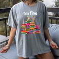 I'm Fine Reading Books Reader Book Lover Librarian Women's Comfort Colors T-Shirt Gray