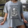 Introvert Read Spicy Books Lover Bookworm Skeleton Reading Women's Comfort Colors T-Shirt Gray Introvert Read Spicy Books Lover Bookworm Skeleton Reading Women's Comfort Colors T-Shirt Gray
