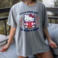 It's a Good Day To Read a Book Cute Cat Book Day Girls Boys Women's Comfort Colors T-Shirt Gray