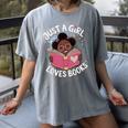 Just A Girl Who Loves Books Cute African American Afro Women's Comfort Colors T-Shirt Gray Just A Girl Who Loves Books Cute African American Afro Women's Comfort Colors T-Shirt Gray