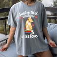 Just a Girl Who Loves Cats And Books Reading Cat & Bookworm Women's Comfort Colors T-Shirt Gray