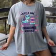 Just A Girl Who Loves Dragons And Books Lover Reading Book Women's Comfort Colors T-Shirt Gray