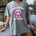 Kawaii Axolotl Can't Hear You I'm Reading Book Lover Women's Comfort Colors T-Shirt Gray