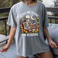 Leave Me Alone Skeleton Reading Book Floral Moon Librarian Women's Comfort Colors T-Shirt Gray Leave Me Alone Skeleton Reading Book Floral Moon Librarian Women's Comfort Colors T-Shirt Gray
