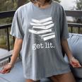 Let's Get Lit Books Women's Comfort Colors T-Shirt Gray