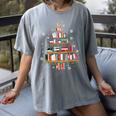 Library Books Christmas Tree Teacher Xmas Snowflake Women's Comfort Colors T-Shirt Gray