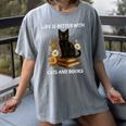 Life Is Better With Cats And Books Cute Cat Lover For Men Women Kids Women's Comfort Colors T-Shirt Gray Life Is Better With Cats And Books Cute Cat Lover For Men Women Kids Women's Comfort Colors T-Shirt Gray