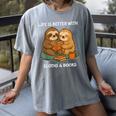 Life Is Better With Sloths And Books Cute Sloth Lover Women's Comfort Colors T-Shirt Gray