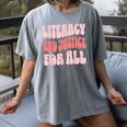 Literacy And Justice For All Book Lover Women's Comfort Colors T-Shirt Gray