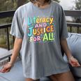 Literacy And Justice For All Protect Banned Books Library Women's Comfort Colors T-Shirt Gray