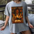 Melanin Girl Locs Book Lover Librarian Teacher Student Women's Comfort Colors T-Shirt Gray