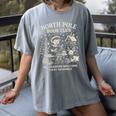 North Pole Book Club Christmas Elf Bookish Retro Graphic Women's Comfort Colors T-Shirt Gray