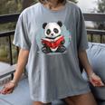 Panda With Book For Reading Enthusiasts Women's Comfort Colors T-Shirt Gray