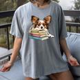 Papillon Books Reading Dog Breed Graphic For Men Women Kids Women's Comfort Colors T-Shirt Gray Papillon Books Reading Dog Breed Graphic For Men Women Kids Women's Comfort Colors T-Shirt Gray