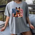 Patriotic German Shepherd Dog Books Baseball American Flag Women's Comfort Colors T-Shirt Gray