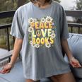 Peace Love Books Librarian Teacher Life Book Library Women's Comfort Colors T-Shirt Gray Peace Love Books Librarian Teacher Life Book Library Women's Comfort Colors T-Shirt Gray