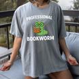 Professional Bookworm Reading Lover Cute Worm Glasses Book Women's Comfort Colors T-Shirt Gray