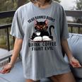 Read Banned Books Drink Coffee Fight Evil Retro Cat Women's Comfort Colors T-Shirt Gray Read Banned Books Drink Coffee Fight Evil Retro Cat Women's Comfort Colors T-Shirt Gray