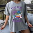 Read More Books Floral Book Reader Art Reading Lover Quote Women's Comfort Colors T-Shirt Gray