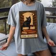 The Reader Cat Book Reading Halloween Tarot Card Women's Comfort Colors T-Shirt Gray