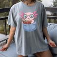 Readsalotl Axolotl Reading Book Lover Reading Pocket Axolotl Women's Comfort Colors T-Shirt Gray