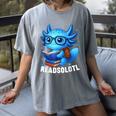 Readsolotl Blue Kawaii Axolotl Book Lover Reading Women's Comfort Colors T-Shirt Gray