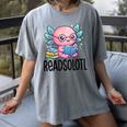 Readsolotl Cute Axolotl Reading Book Kawaii Pink Aesthetic Women's Comfort Colors T-Shirt Gray