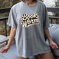 Retro Book Worm Reading For Book Lovers Women's Comfort Colors T-Shirt Gray Retro Book Worm Reading For Book Lovers Women's Comfort Colors T-Shirt Gray