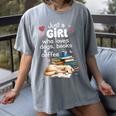 Retro Just A Girl Who Love Dogs Books And Coffee Bookworm Women's Comfort Colors T-Shirt Gray