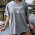 Simple Needs Coffee Paw & Books Reading Graphic Book Lovers Women's Comfort Colors T-Shirt Gray