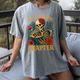 Skeleton Read Book Just One More Chapter Floral Book Lover Women's Comfort Colors T-Shirt Gray