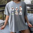 Snowman Reading Book Santa Christmas Bookish Teacher Women's Comfort Colors T-Shirt Gray Snowman Reading Book Santa Christmas Bookish Teacher Women's Comfort Colors T-Shirt Gray