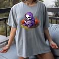 Spooky Grim Reaper Reading A Book Cute Creepy Halloween Women's Comfort Colors T-Shirt Gray Spooky Grim Reaper Reading A Book Cute Creepy Halloween Women's Comfort Colors T-Shirt Gray