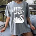Stop Looking At Me Swan Introvert Humor Women's Comfort Colors T-Shirt Gray