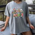 Teacher Read More Books Christmas Reading Bookworm Librarian Women's Comfort Colors T-Shirt Gray