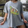 Teachersaurus Dinosaur Teachers Dino Reading Book Librarian Women's Comfort Colors T-Shirt Gray