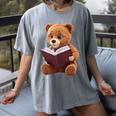 Teddy Bear Reading a Book Women's Comfort Colors T-Shirt Gray