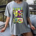 Teenage Mutant Ninja Turtles Retro Neon Comic Book Panels Women's Comfort Colors T-Shirt Gray