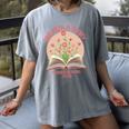 Unearth a Story 2026 Summer Reading Program Flowers Book Premium Tri-Blend Women's Comfort Colors T-Shirt Gray