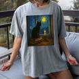 Van Gogh Starry Night Art Cat And Book Lovers Premium Tri-Blend Women's Comfort Colors T-Shirt Gray Van Gogh Starry Night Art Cat And Book Lovers Premium Tri-Blend Women's Comfort Colors T-Shirt Gray