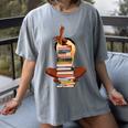 Woman And Books Stack Afro Girl Book Lover Women's Comfort Colors T-Shirt Gray